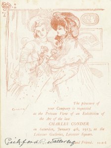 Inbjudan till en utställning med verk av Charles Conder av English School
