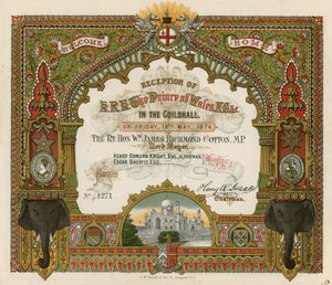 Inbjudan till mottagandet av HKH Prinsen av Wales i Guildhall, London, den 19 maj 1876 av English School