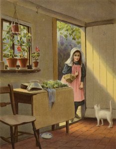 Är det någon hemma? (chromolitho) av English School