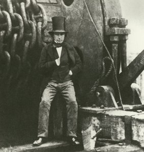 Isambard Kingdom Brunel, ingenjör, under byggandet av Great Eastern (gravyr) av English School