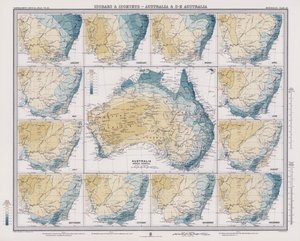 Isobarer och isohyeter, Australien och sydöstra Australien (färglitografi) av English School