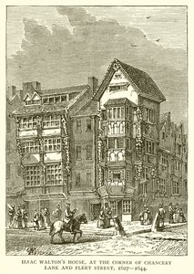 Izaac Waltons hus, i hörnet av Chancery Lane och Fleet Street, 1627--1644 av English School