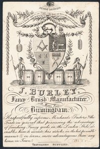 J Burley, Fancy Brush Manufacturer, handelskort av English School