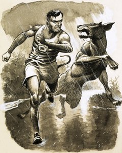 Jack Holden vann ett maraton trots att han blivit biten av en hund under loppet av English School