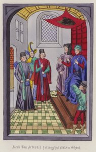 Jacob Von Artaveld håller sin stat i Gent (färgad gravyr) av English School