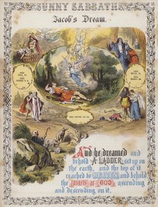 Jakobs dröm (färgad gravyr) av English School