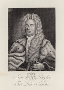 James Brydges, hertig av Chandos (gravyr) av English School