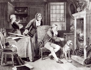 James Watt (1736-1819) Leker med Steam av English School