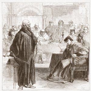 Jerome talar vid sin rättegång, illustration från The History of Protestantism av James Aitken Wylie (1808-1890), pub. 1878 av English School