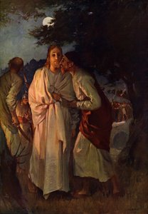 Jesus och Judas (färg litho) av English School