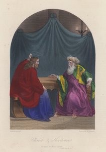 Jesus Kristus och Nikodemus (kolorerad gravyr) av English School