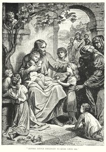 Jesus Kristus och barnen (gravyr) av English School