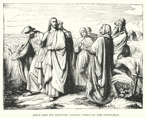 Jesus och hans lärjungar på väg genom sädesfältet (gravyr) av English School