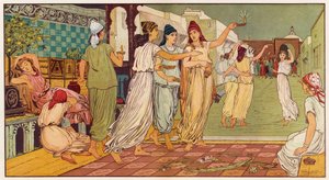 Jesu liknelser: De tio jungfrurna (färg litho) av English School