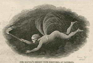 Joel Diabolos nedstigning med fyrverkerier på Vauxhall Gardens, London av English School