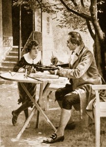Johann Wolfgang von Goethe instruerar sin son August hur man skjuter med en armbåge av English School