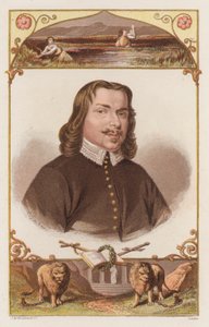 John Bunyan, porträtt (färgad gravyr) av English School