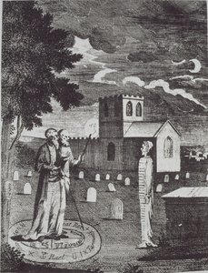John Dee och Edward Kelly kallar de döda, från a History of Magic, publicerad i slutet av 1800-talet av English School