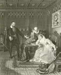 John Knox förmanar Mary Queen of Scots av English School