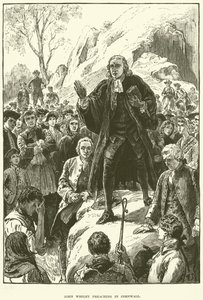 John Wesley, predikar i Cornwall (gravyr) av English School