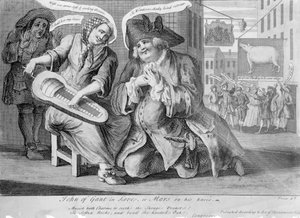 John of Gant in Love, eller Mars på knä, 1749 av English School