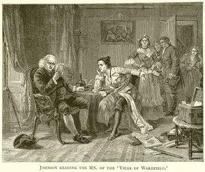 Johnson läser Ms of the Vicar of Wakefield av English School