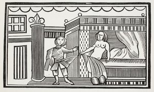 Joseph och hans älskarinna, illustration från Chap-books of the Eighteenth Century av John Ashton, pub. 1882 av English School