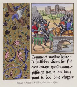 Josse de Haluin dödad före Gent (färgad gravyr) av English School