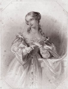 Juliette (Romeo och Julia - Romeo och Julia) i - "" Galerie des femmes de Shakespeare, samling av fyrtiofem seriösa porträtt av de första konstnärerna i London, berikade med kritiska och litterära notiser""" runt 1838 - från "" Gallery of kvinnorna o av English School