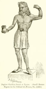 Jupiter Gaulois funnen i Lyon. (Liten bronsfigur i Cabinet de France, nr 2.929) (gravyr) av English School