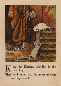 K, Kattungar (kolorerad gravyr) av English School