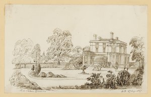 Kensington Palace Gardens; daterad 27 augusti 1857 (bläck på papper) av English School