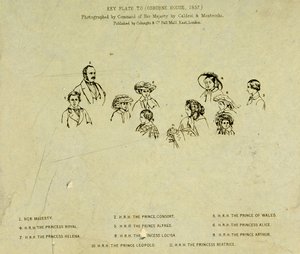 Nyckelskylt till porträtt av kungafamiljen i Osborne House, 1857 (se 190050) av English School