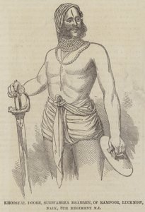 Khoosyal Doobe, Surwarrea Brahmin, från Rampoor, Lucknow, Naik, 8:e regementet inhemskt infanteri (gravyr) av English School