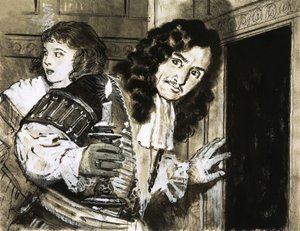 Kung Charles II gömmer sig efter sitt nederlag i slaget vid Worcester av English School