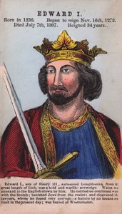 Kung Edward I (färgad gravyr) av English School