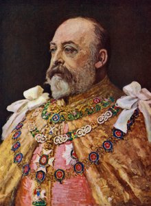 Kung Edward VII (färglitografi) av English School