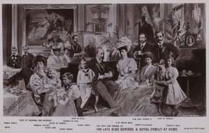 Kung Edward VII och hans familj (litho) av English School
