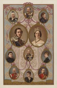 Kung Edward VII:s släktingar (färg litho) av English School