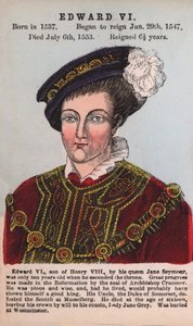 Kung Edward VI (färgad gravyr) av English School