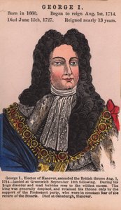 King George I (färgad gravyr) av English School