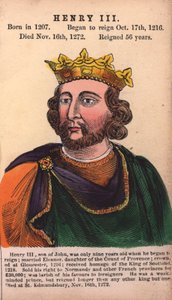 Kung Henrik III (färgad gravyr) av English School