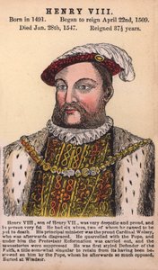 Kung Henrik VIII (färgad gravyr) av English School