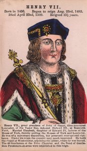 Kung Henrik VII (färgad gravyr) av English School