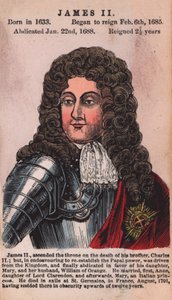 King James II (färgad gravyr) av English School