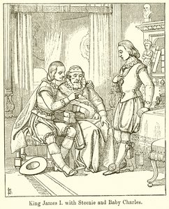 King James I med Steenie och Baby Charles av English School