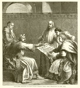 Kung John vägrade att ta emot tecknet Magna Charta när det först presenterades för honom, 1215 av English School