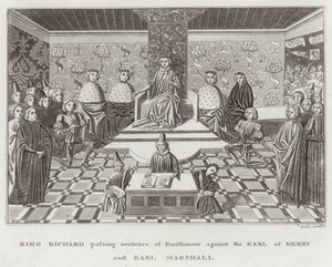 Kung Richard avkunnade förvisningsdom mot Earl of Derby och Earl Marshall av English School
