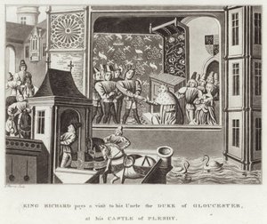 Kung Richard besöker sin farbror hertigen av Gloucester vid hans slott Pleshy av English School
