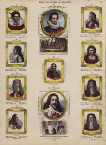Kings and Queens of England (färgad gravyr) av English School